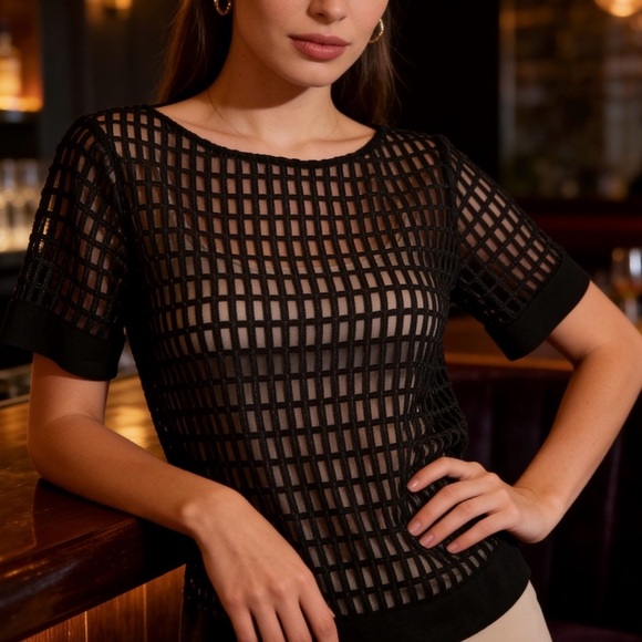 Banana Republic Tops - Banana Republic ~ Black Sheer Short Sleeve Top